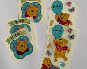 Autocollants personnalisés « Candice » de Winnie l'ourson