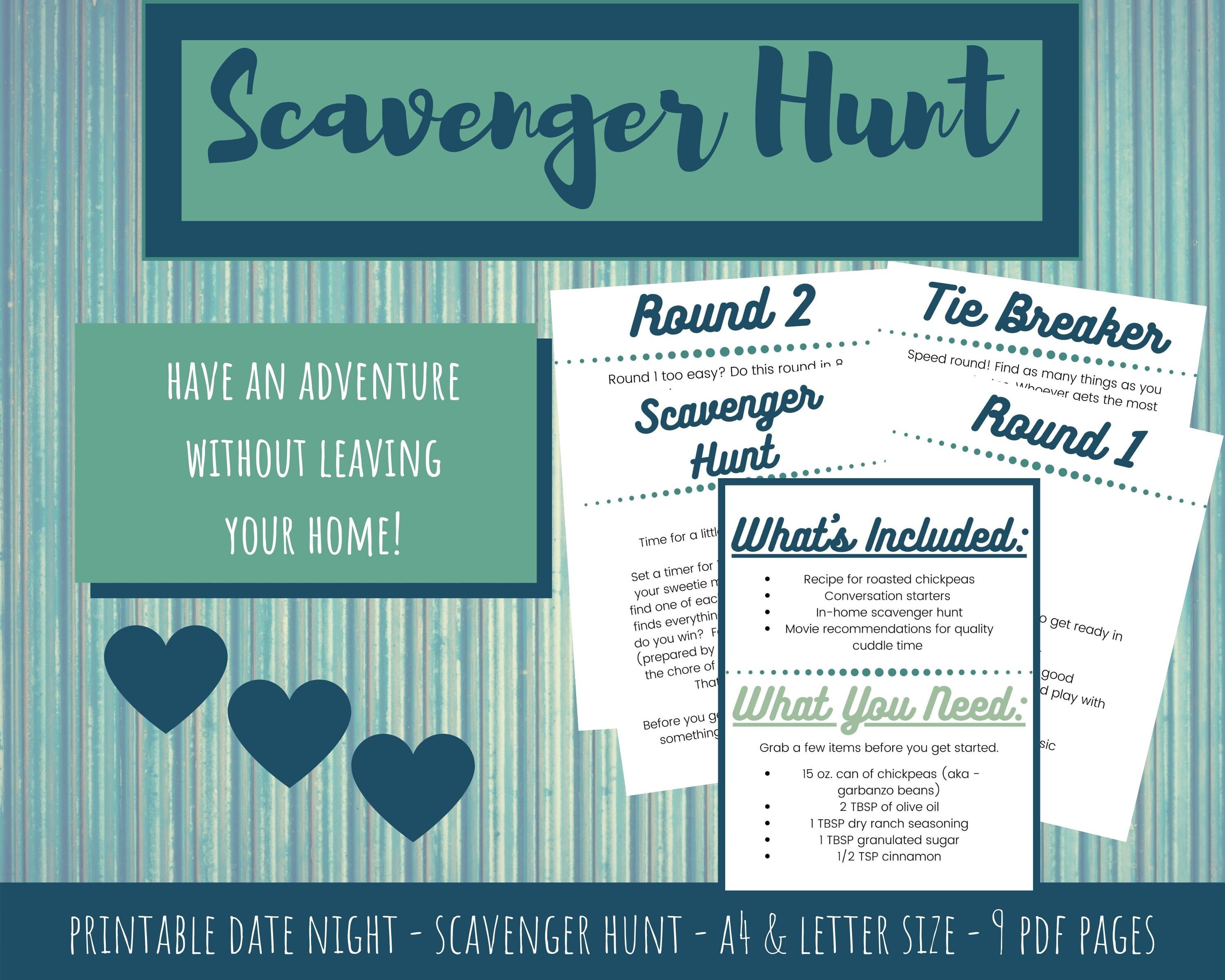 Date Night in Printable Date Scavenger Hunt Etsy