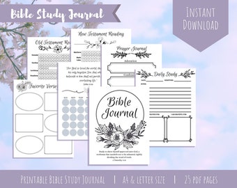 Bible Study Journal Printable | Scripture Calendar Template | Sermon Notes | Prayer Journal | Bible Reading Tracker