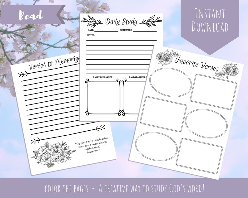 Bible Study Journal Printable | Scripture Calendar Template | Sermon ...