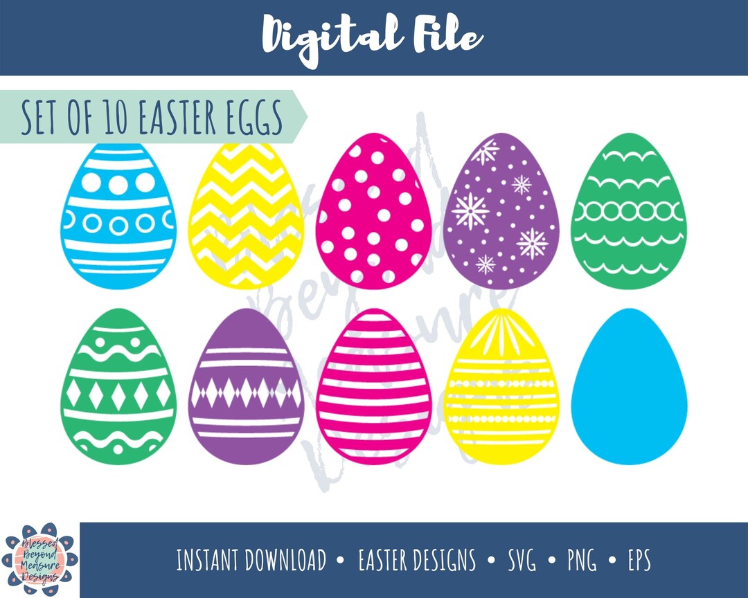 Easter Egg SVG File Set of 10 Etsy