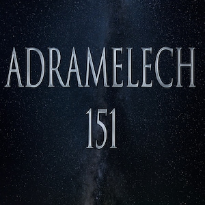 May include: A silver-colored text graphic against a dark blue background with white stars. The text reads "ADRAMELECH 151".