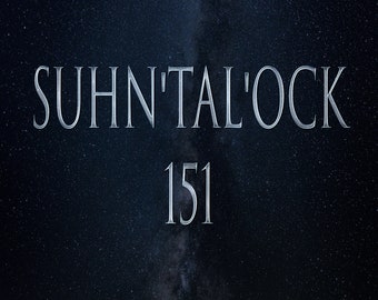 May include: A silver metallic sign with the text "SUHN'TAL'OCK 151" against a dark blue background with white stars.