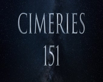 May include: A dark blue background with a silver-colored text overlay that reads "CIMERIES 151". The background is filled with white stars.