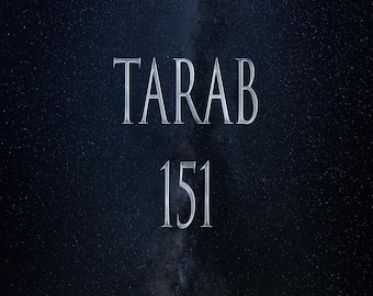 May include: A dark blue background with a starry night effect. The word "TARAB" is displayed in a silver, elegant font above the number "151", also in silver. The overall design has a celestial theme.