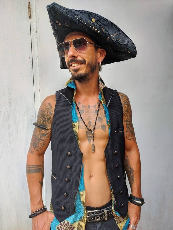 Sombrero pirata, tricornio de cuero, sombrero steampunk, sombrero pirata de  cuero, traje pirata, sombreros de cuero personalizados para hombres, sombrero  pirata de lujo, sombrero de festival -  México