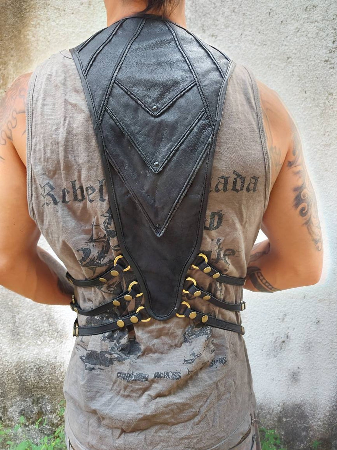 Men vest men holster holster black vest biker vest Etsy
