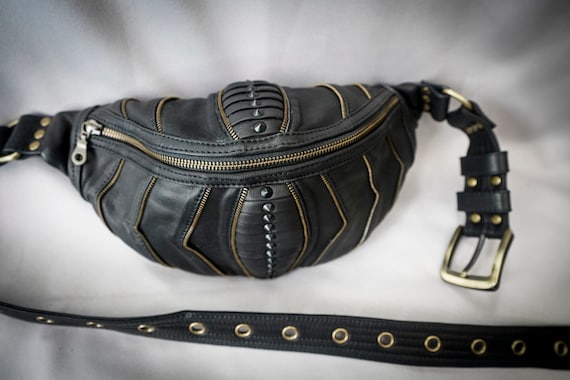 Black studded bum bag sale