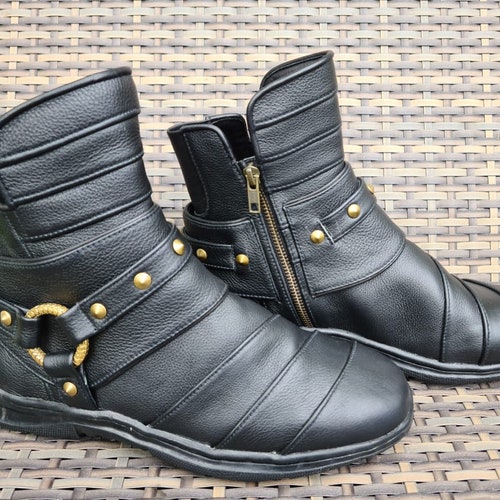 Steampunk Boots, Mens Boots, Leather Boots, Black Boots, Cyberpunk Boots, Goth Boots, Leather Boots Men, Mens Side Zip Boots, Custom Boots