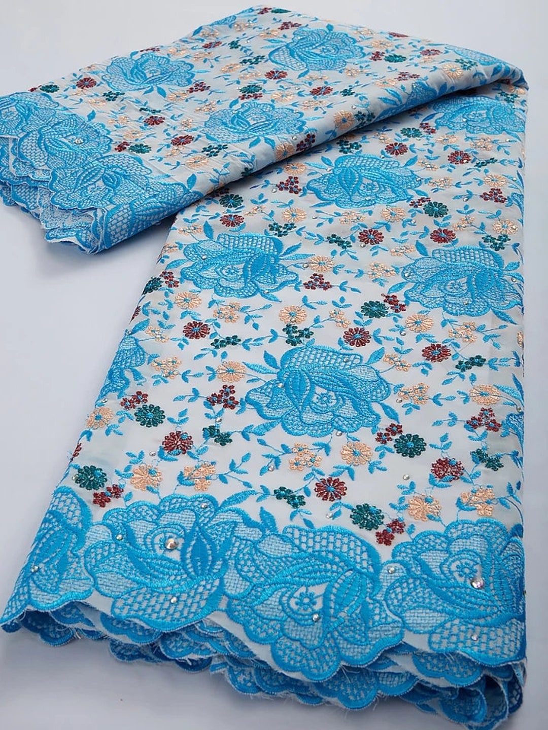 Blue Nigerian African Cotton Lace Fabric 2023 High Quality Etsy