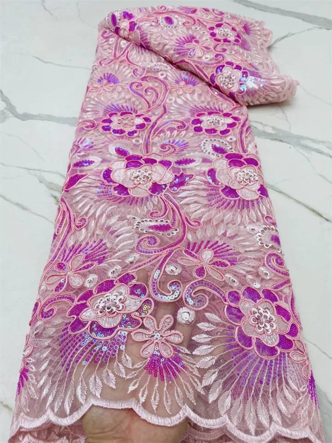 African Sequins Lace Fabric 2022 High Quality Nigerian Net Cord Lace