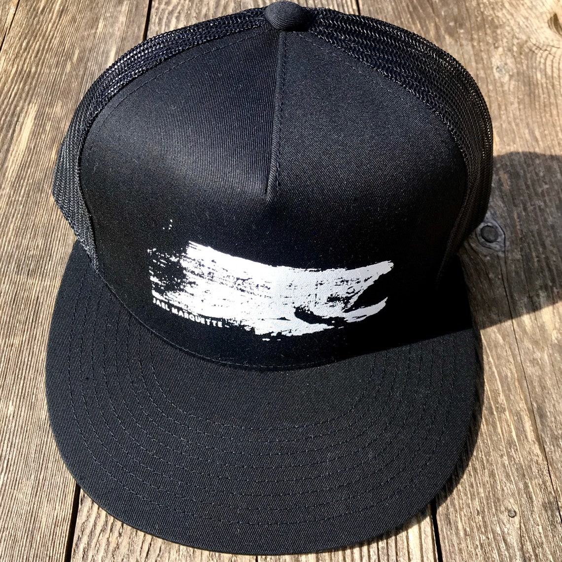 Salmon Hat White on Black Cotton Twill & Mesh Trucker Hat Etsy
