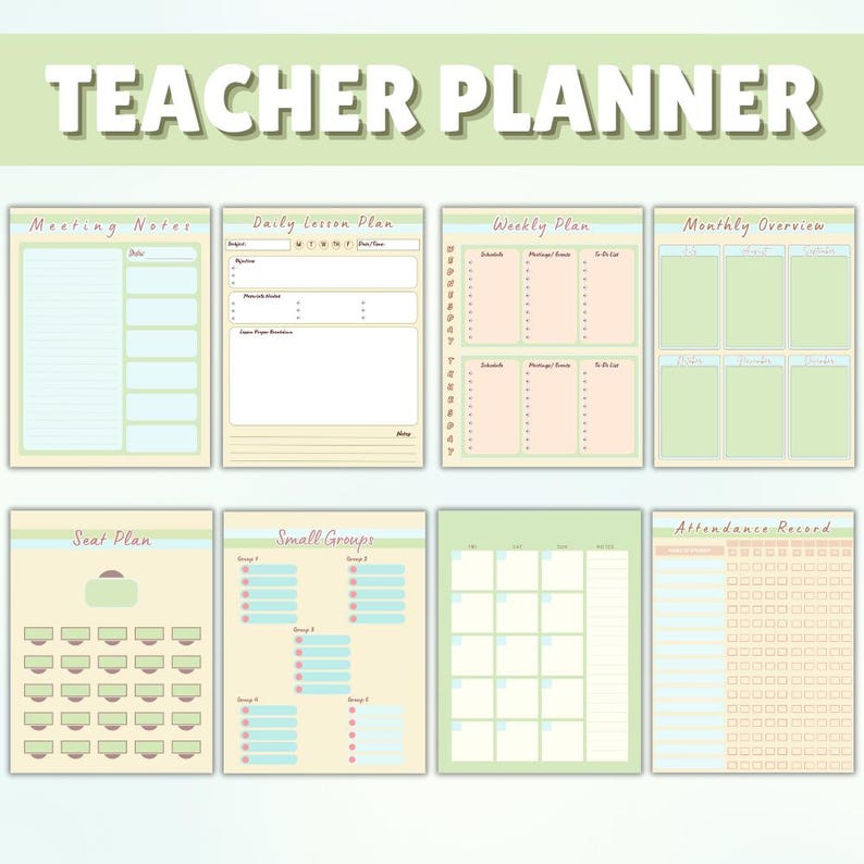 Editable Teacher Planner Green | Printable PDF Binder | Instant ...