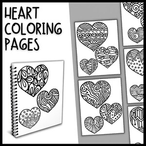 Heart Coloring Pages for Kids & Adults – Fun Printable Valentine’s Day PDF and PNG Designs | Instant Download Digital Activity Sheets