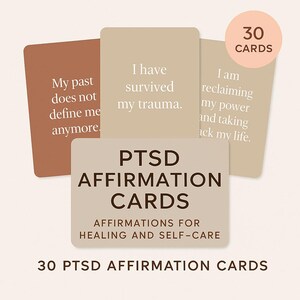 30 cartes d'affirmation du SSPT – Jeu de cartes imprimables sur la récupération et la guérison d'un traumatisme | Soutien numérique en santé mentale