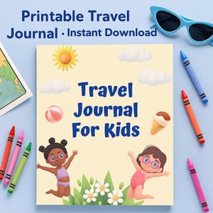 Travel Journal for Kids • Printable Vacation Activity Book • 30+ Pages Fun Travel Diary & Planner