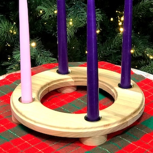 Christmas Advent Wreath Natural Wood Candle Holder Thanksgiving Table Centerpiece