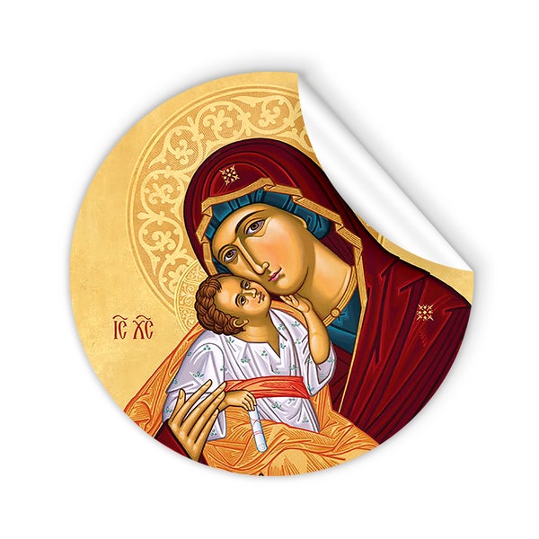 Virgin of Vladimir Sticker, Our Lady of Kiev Decal, Kyiv Ukrainian Madonna, Byzantine Orthodox Icon, Ukraine Mary, Vintage Catholic Art