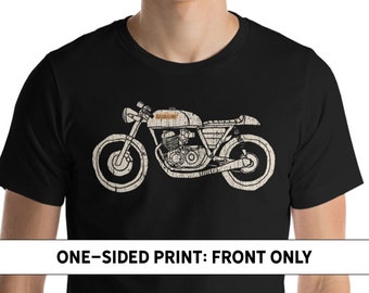 Cafe Racer Hand Drawn Retro Motorcycle T-Shirt For Bikers - Distressed Vintage Look - Available in 5 Different Styles