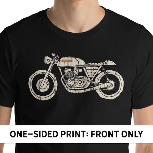 Cafe Racer Hand Drawn Retro Motorcycle T-Shirt For Bikers - Distressed Vintage Look - Available in 5 Different Styles