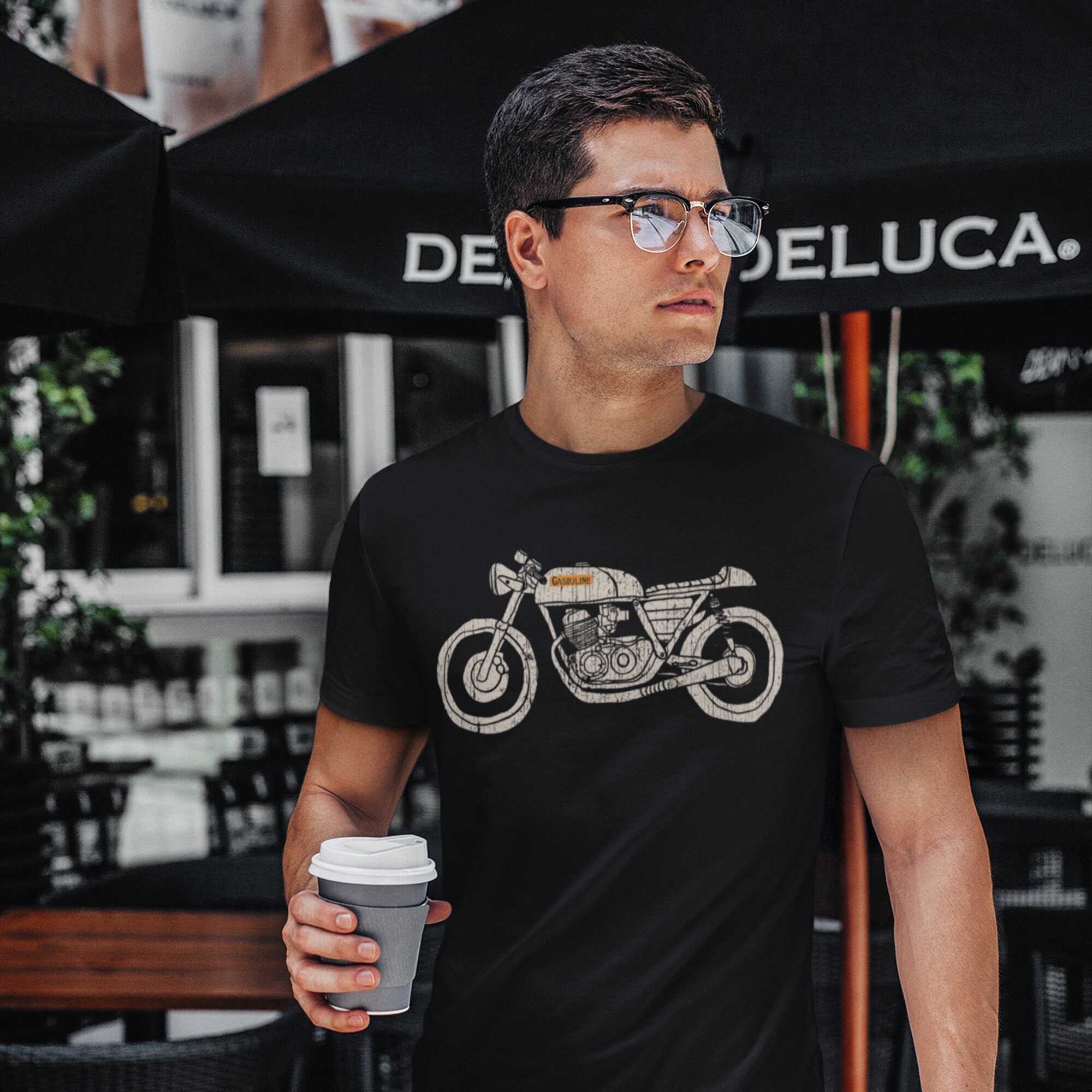 Cafe Racer Hand Drawn Retro Motorcycle T-shirt for Bikers - Etsy