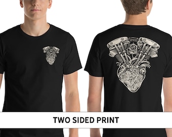 Kickstart My Heart Shovelhead Motorcycle Heart and Soul Biker Shirt For Men - Now available in 5 garment styles