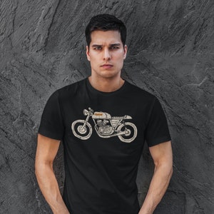 Cafe Racer Hand Drawn Retro Motorcycle T-shirt for Bikers - Etsy