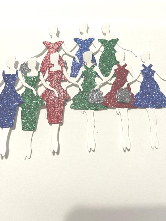 Paper Cut Out Dresses. Die Cut Dresses. Paper Figure. Set of 9. FREE SHIPPING .fast Shipping