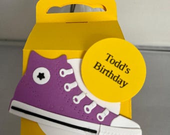 Sneaker Party favor box, birthday party box, boys birthday, girls birthday, sneaker box,sports birthday, sports box. Set of 10.