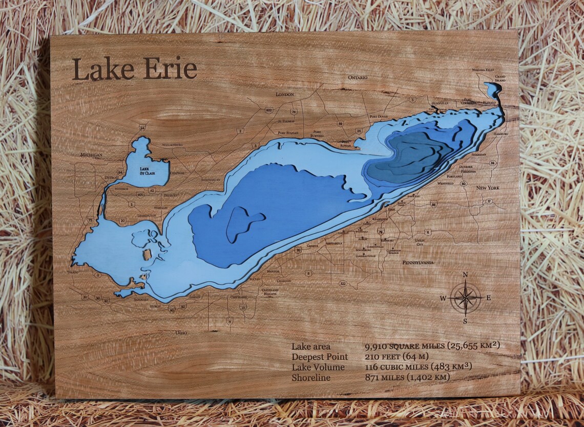 Lake Erie 3D Layered Map - Etsy