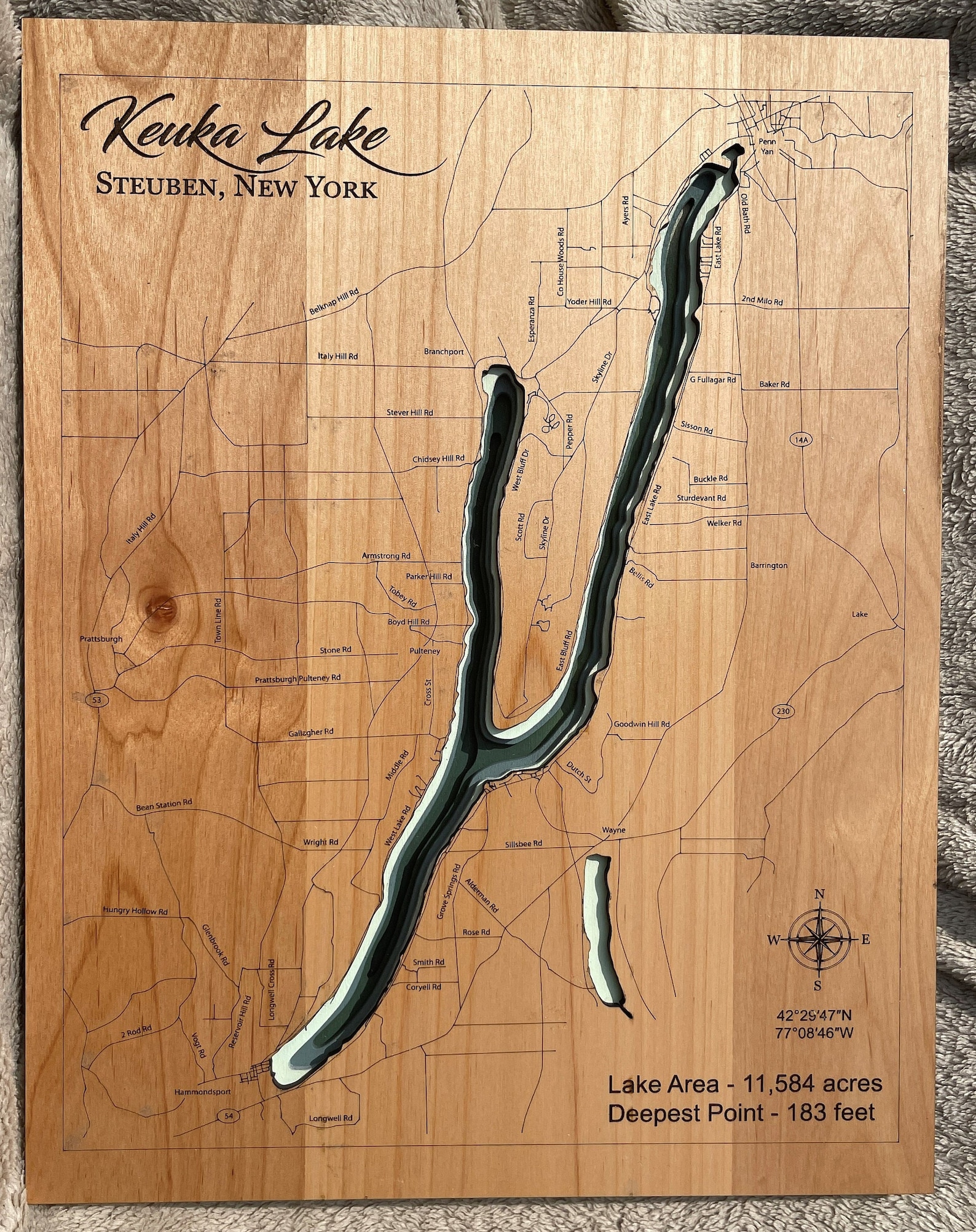 Keuka Lake 3D Layered Map Etsy