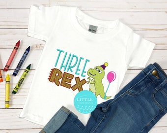 Three Rex Dinosaur Birthday Shirt