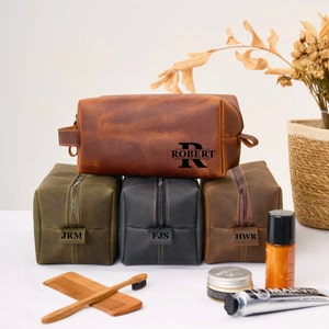 Kit da toeletta in pelle personalizzato, beauty case personalizzato, regalo per la cura della persona per lui, regalo per papà, organizer da viaggio, regalo di Natale, regalo di compleanno