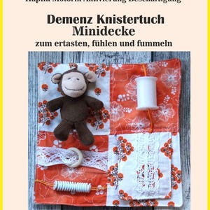 Minidecke Kuscheltier Schnuffeltuch Affe  zum fühlen und entdecken Speziell für Menschen mit Demenz Alzheimer Autismus gemacht