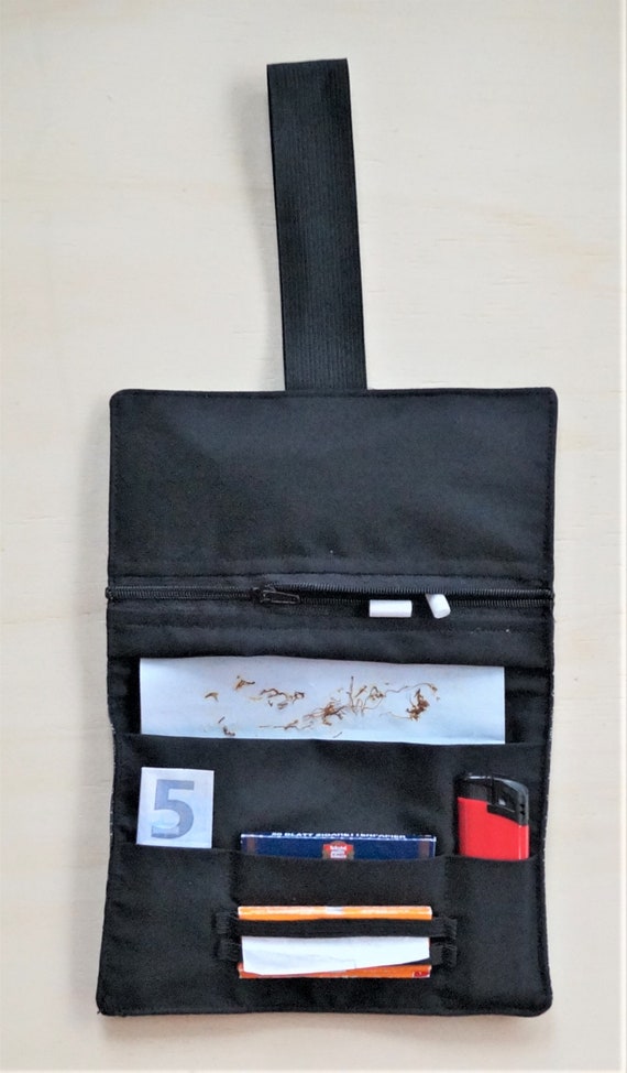waterproof tobacco pouch Water-repellent for 30-50 G - Hand Rolling Tobacco Bag Holder for Filter Tips, Rolling Paper & Lighter Stylish transport for your tobacco. a brown tobacco pouch made