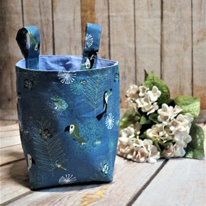 Lenkertasche Utensilo blau Frosch Kakadu Vogel  Spielzeugtasche Aufbewahrung Kinderbett Schnullertasche Laufrad Roller Deirad Kinderwagen