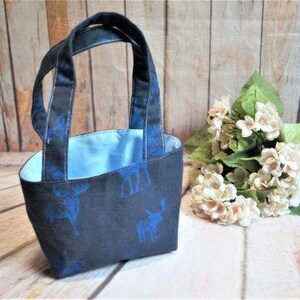 Children's bag, dark blue with moose, play bag, gift bag, birthday, Christmas, Easter, children's kitchen, play shop, balance bike, scooter, balance bike
