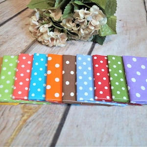 10 pieces of cloth handkerchiefs colorful with white dots organic cotton children women zero waste ecological environmentally friendly usable sustainable