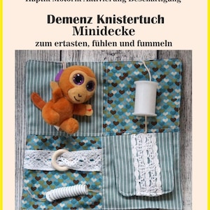 Mini blanket, cuddly toy, comfort blanket, monkey for feeling and discovering. Specially made for people with dementia, Alzheimer's, and autism.
