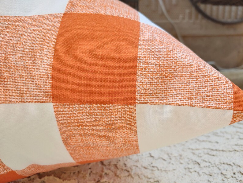 Orange Buffalo Check Pillow Covers Farmhouse Home Decor Etsy
