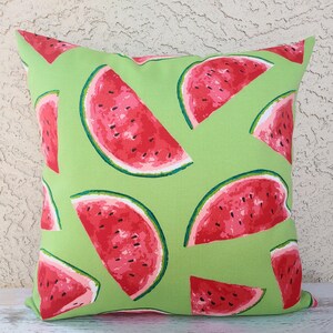 Watermelon Pillow Cover: Green & Pink Outdoor Textile, Summer Decor