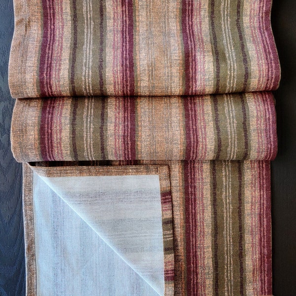 Browns Tans Burgundy Tones Table Runner Striped Linen Table runner, Farmhouse Kitchen Table Runner, Rustic Kitchen Decor