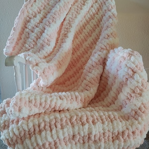 Handmade Chenille Chunky Knit Blanket: Two-Toned Throw
