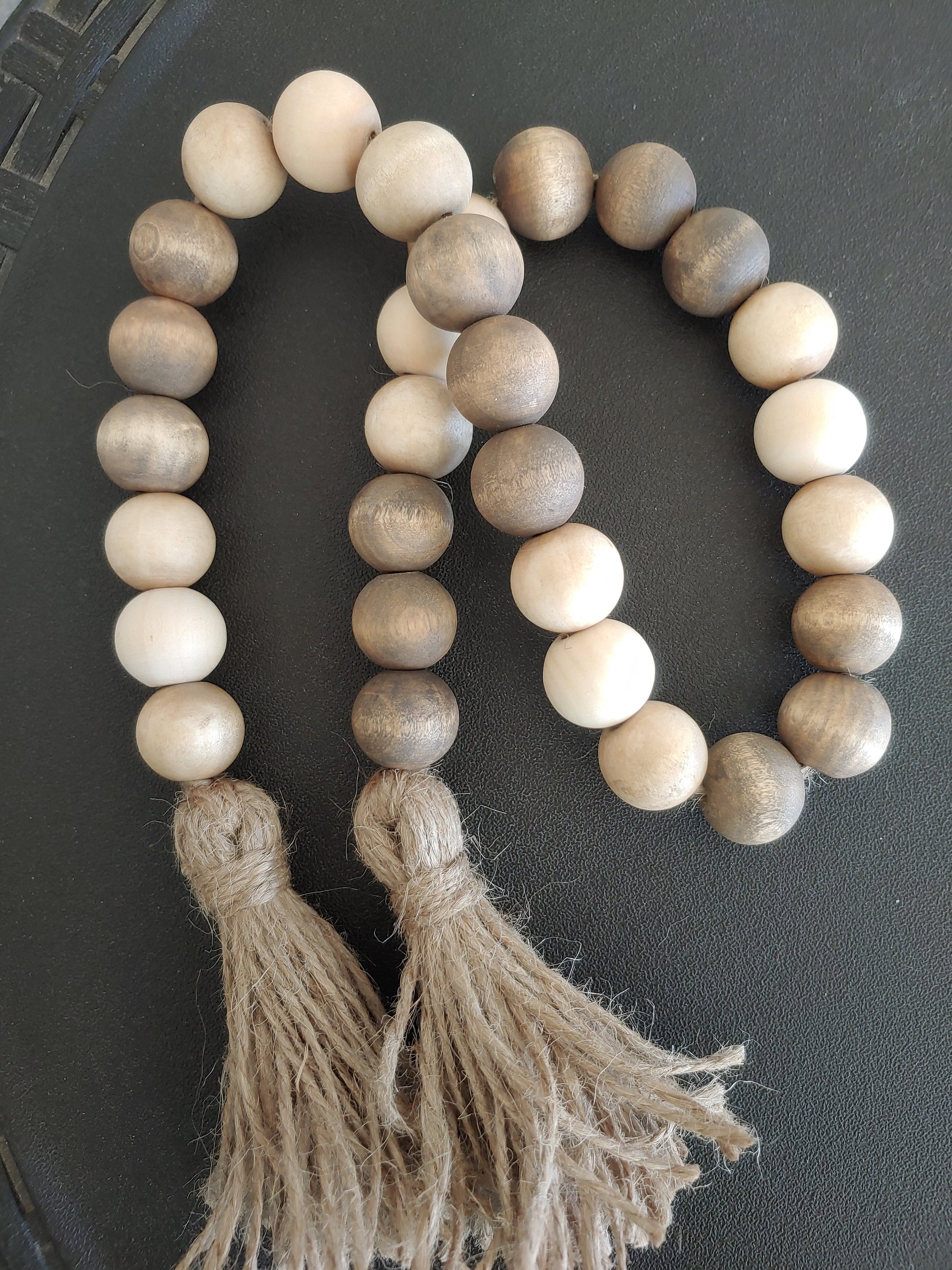 Wood Bead Garland, Xmas Wood Beads Decor Tassels, Natural Bead Garland —  CHIMIYA
