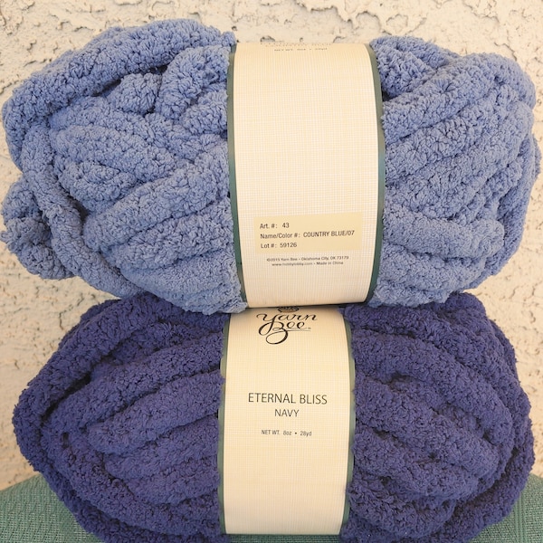 1 Skein ( 6 Skeins Available from 2 Colors) Yarn Bee Eternal Bliss Yarn / Color Country Blue/Navy 8oz/226g, 28yds/25.6m, Jumbo 7, Polyester