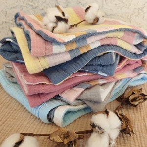 Muslin Thick 4 Layer Gauze Towel, Hand Towel, Reversible Kitchen Towel, Tea Towel, Absorbent Dish Towel, Crinkle Cotton Muslin. Sz 16x26
