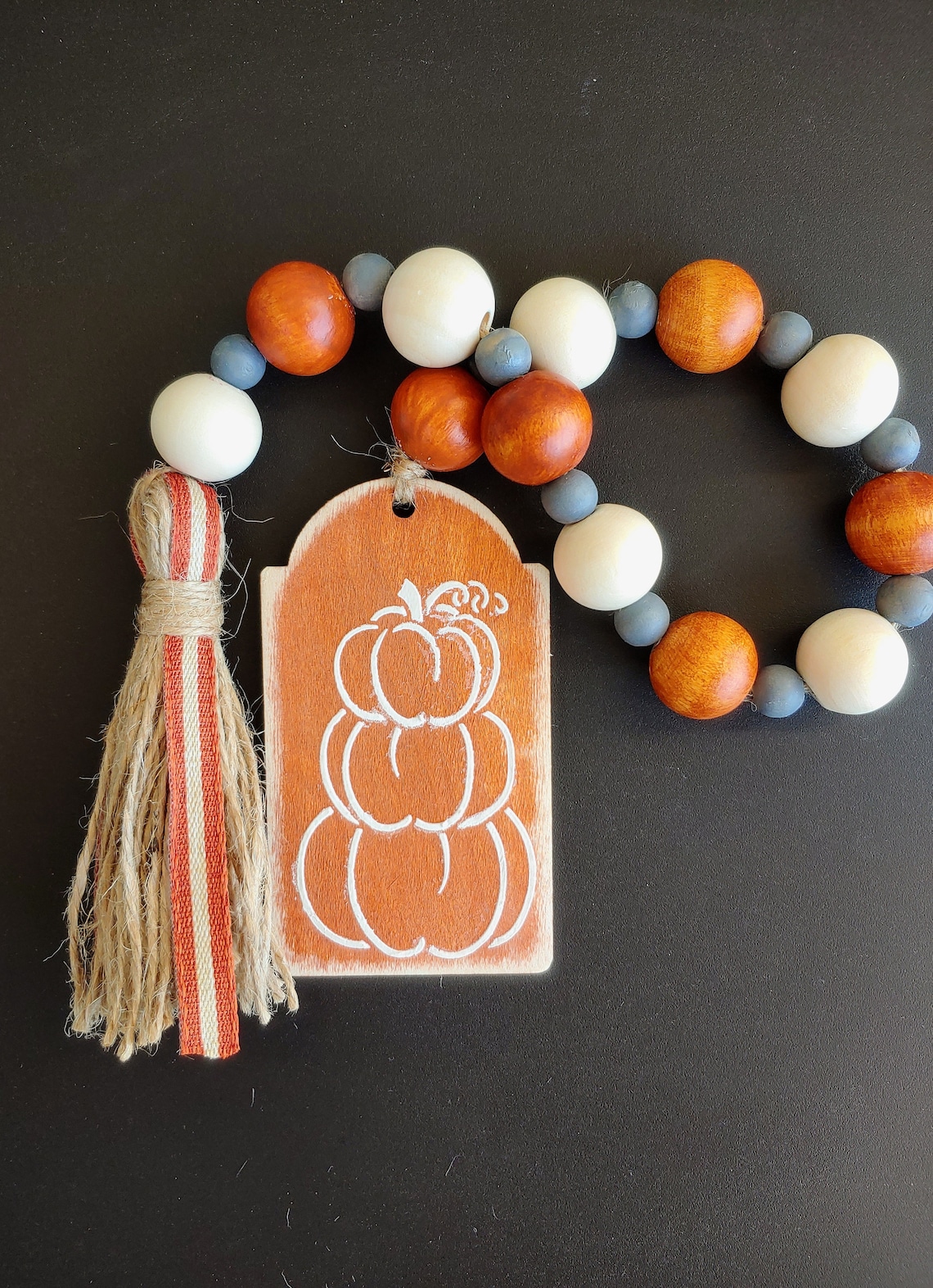 Farmhouse Fall Wood Bead Garland Tiered Tray Decor Fall Etsy