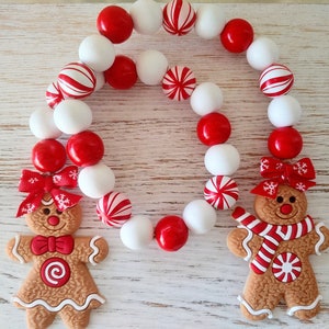 Gingerbread Beaded Garland | Gingerbread Men | Christmas Garland | Christmas Gingerbread Farmhouse Beads, Garland Decorative Trays