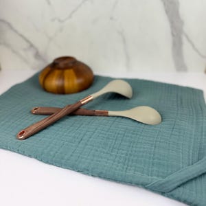 Thick Cotton Muslin Dish Drying Mat: Quick Drying, Ivory or Storm Gray