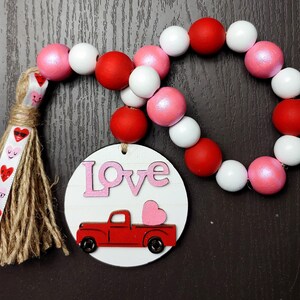 Farmhouse Valentine’s Day Garland, Love Valentine’s Garland, Farmhouse Wood Bead Garland, Valentine’s Day Decor, Farmhouse Tiered Tray Decor